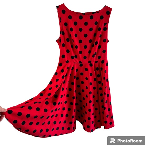 Grace Karin size L Red dress with black polka dots - Picture 5 of 7